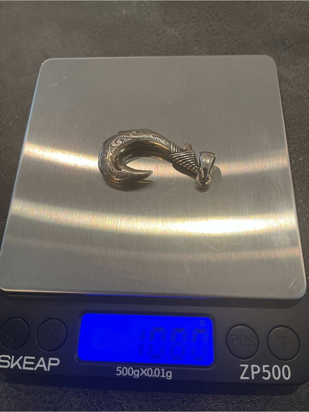 Sterling Silver Fish Hook Pendant - Men Accessories - Picture 4 of 5